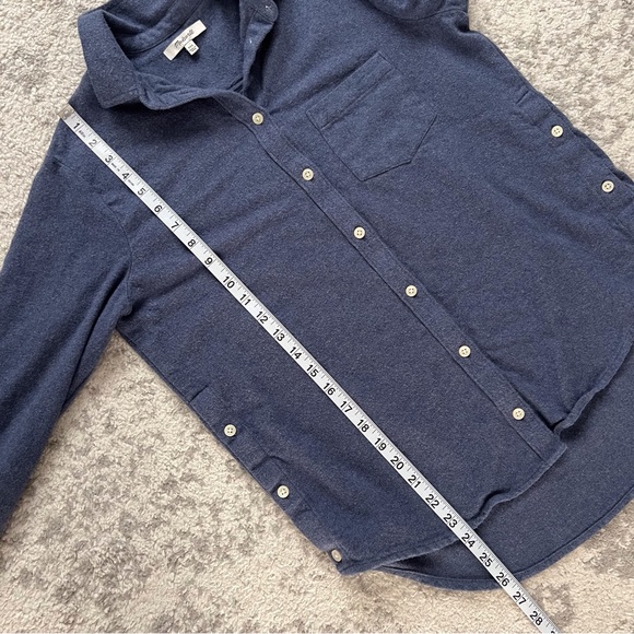 Madewell Button Down Flannel Side Button Oversized Ex-Boyfriend Shirt Blue XXS - Picture 7 of 10